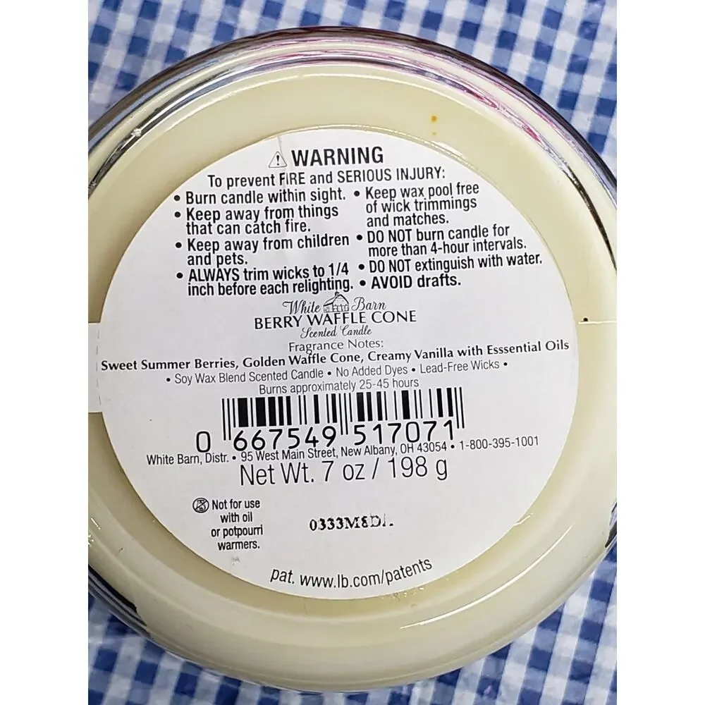 BBW Berry Waffle Cone 7 oz. Single Wick Jar Candle Home Fragrance Scented Decor